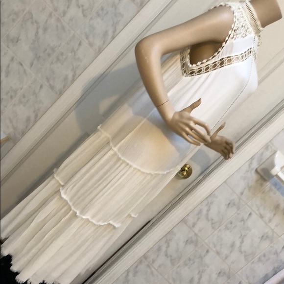 BOHO WHITE LACE & POM POM DRESS - Picture 7 of 9